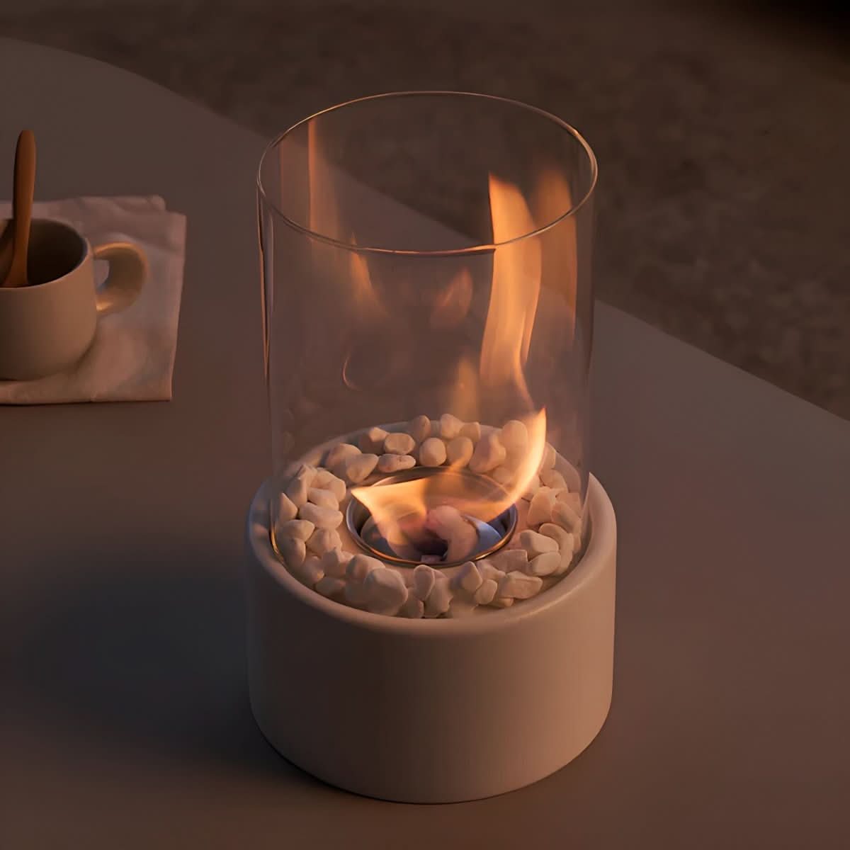 Cheminée de table sans fumée élégante pour l’intérieur et l’extérieur