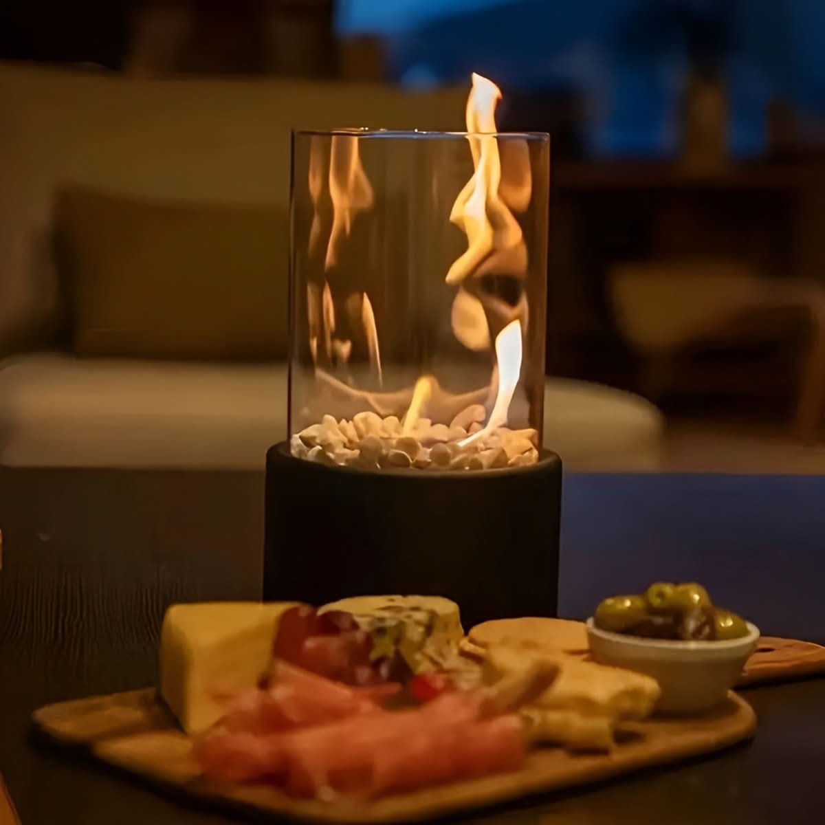 Cheminée de table sans fumée élégante pour l’intérieur et l’extérieur