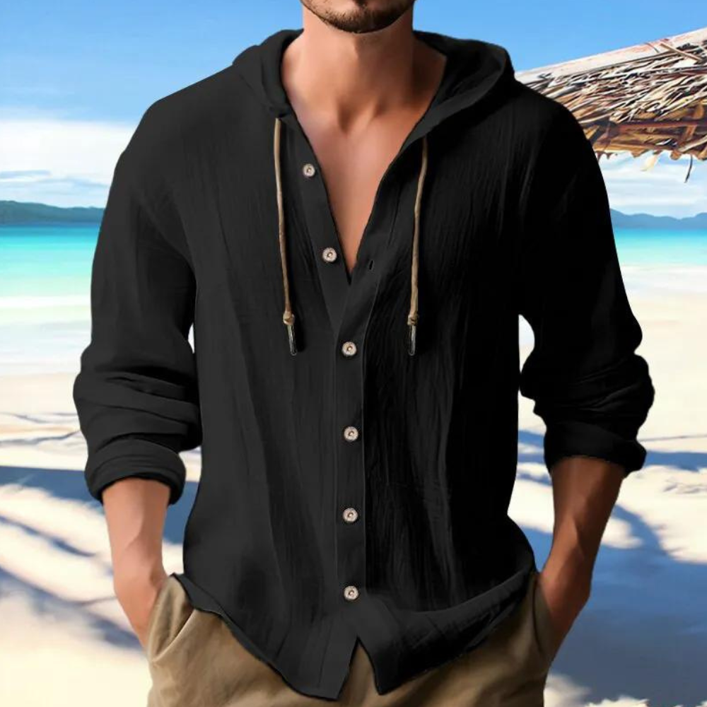 Chemise à capuche boutonnée pour homme