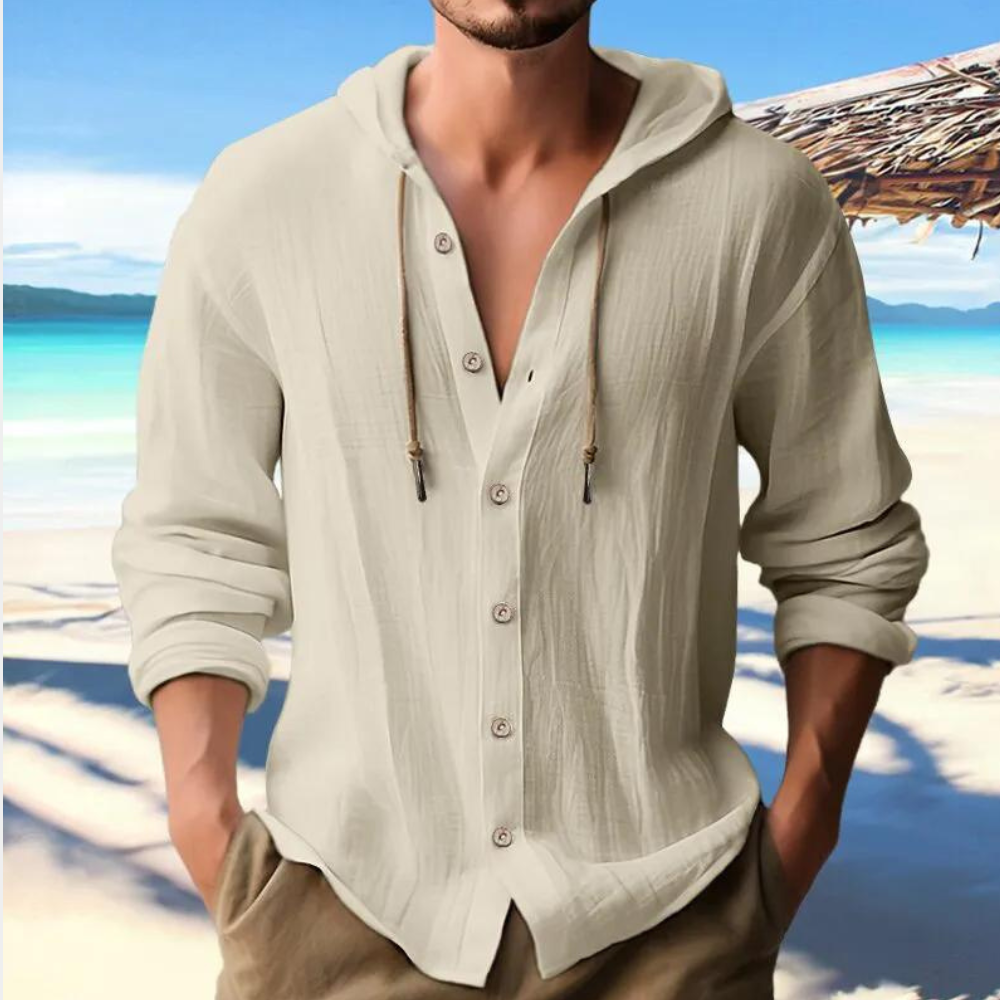 Chemise à capuche boutonnée pour homme