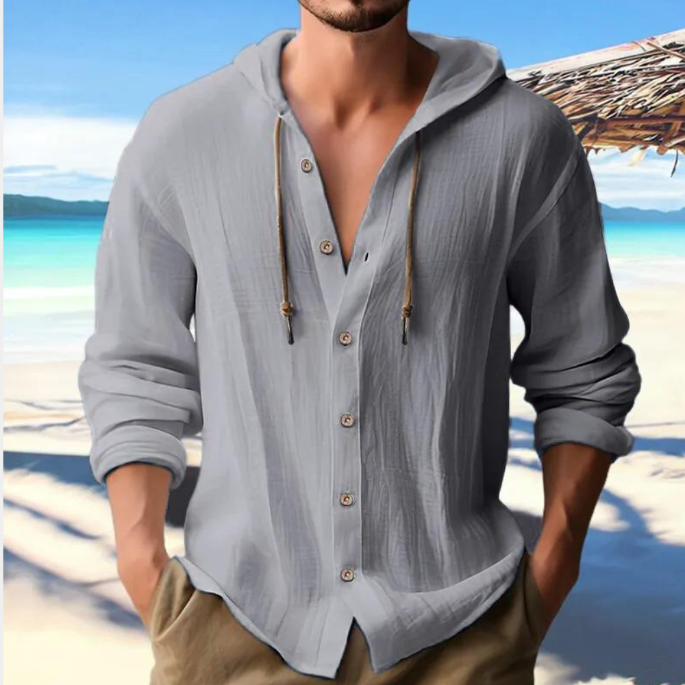 Chemise à capuche boutonnée pour homme