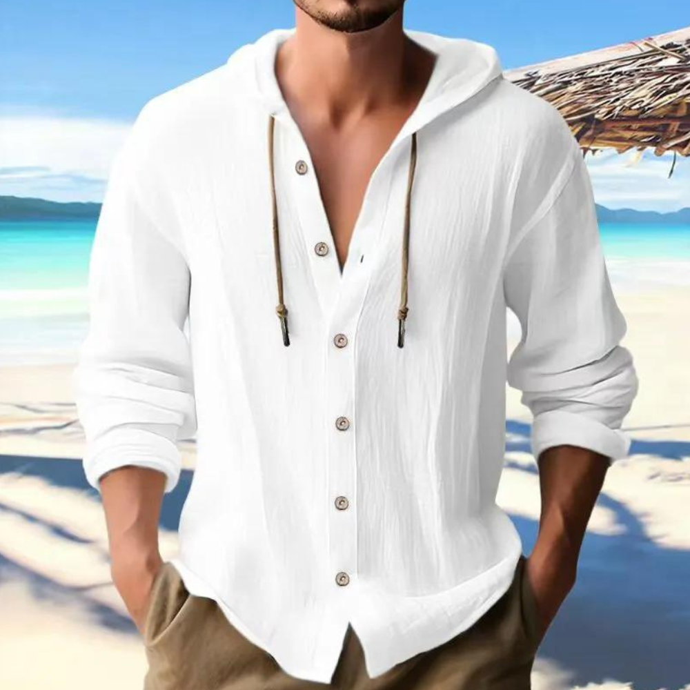 Chemise à capuche boutonnée pour homme