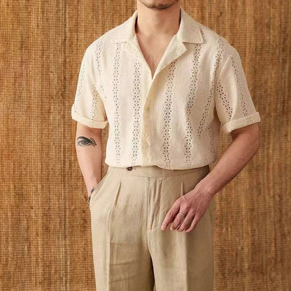 Chemise à col cubain boutonnée pour homme