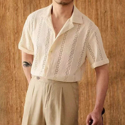 Chemise à col cubain boutonnée pour homme