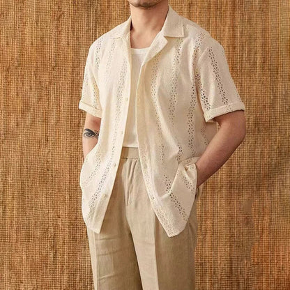 Chemise à col cubain boutonnée pour homme