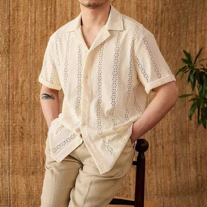 Chemise à col cubain boutonnée pour homme