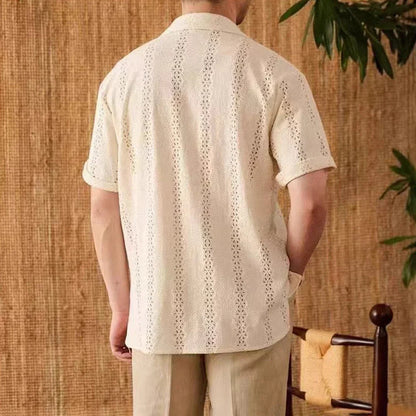 Chemise à col cubain boutonnée pour homme