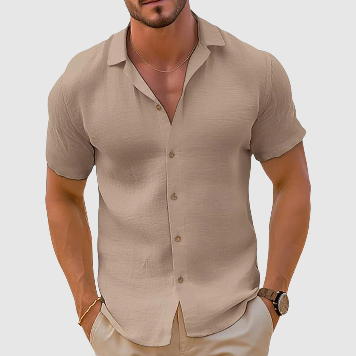 Chemise à col cubain pour homme