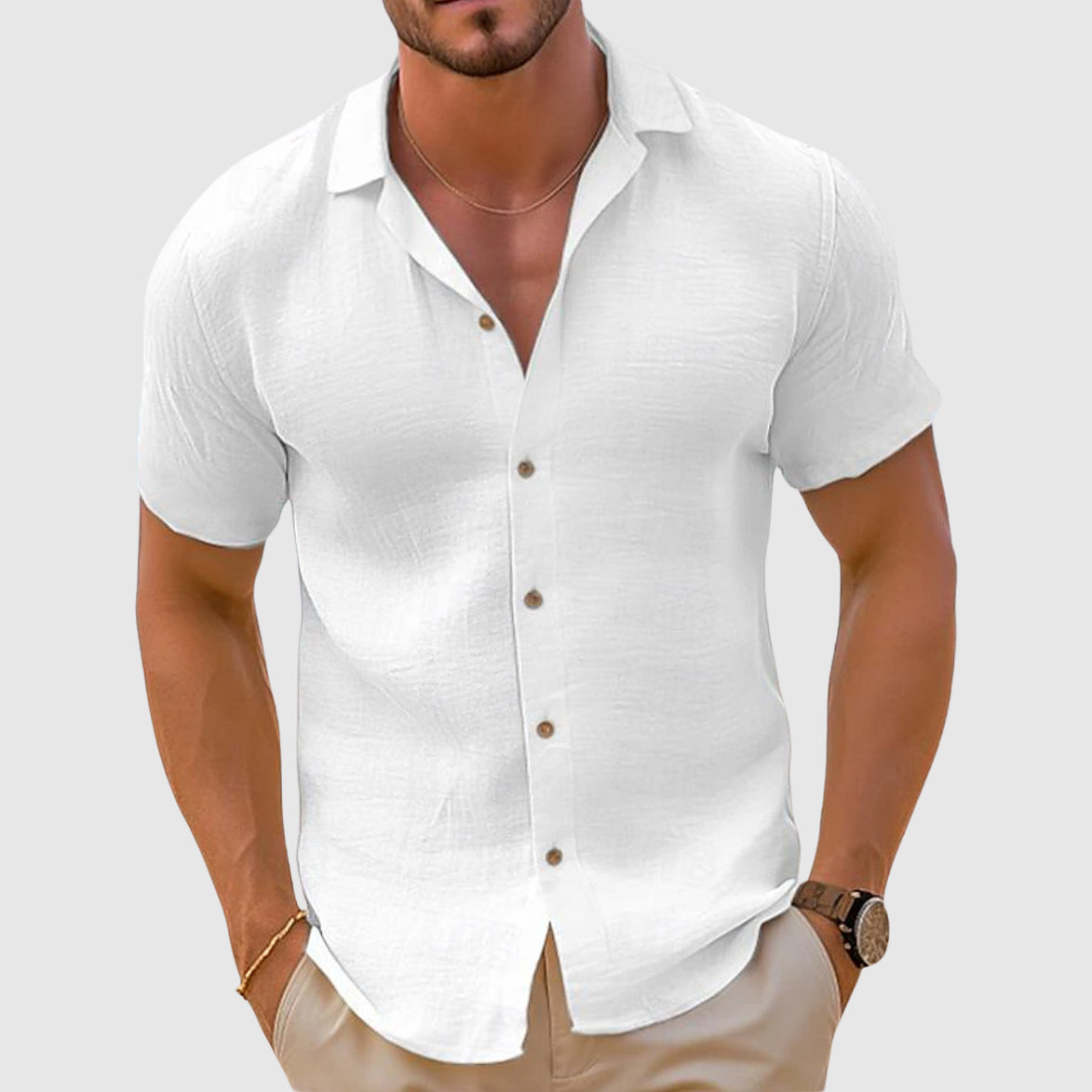 Chemise à col cubain pour homme