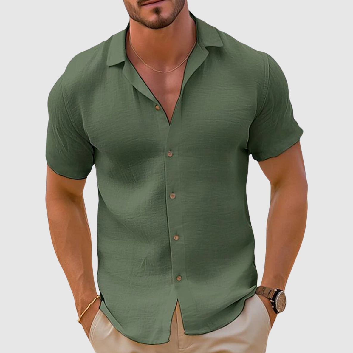 Chemise à col cubain pour homme