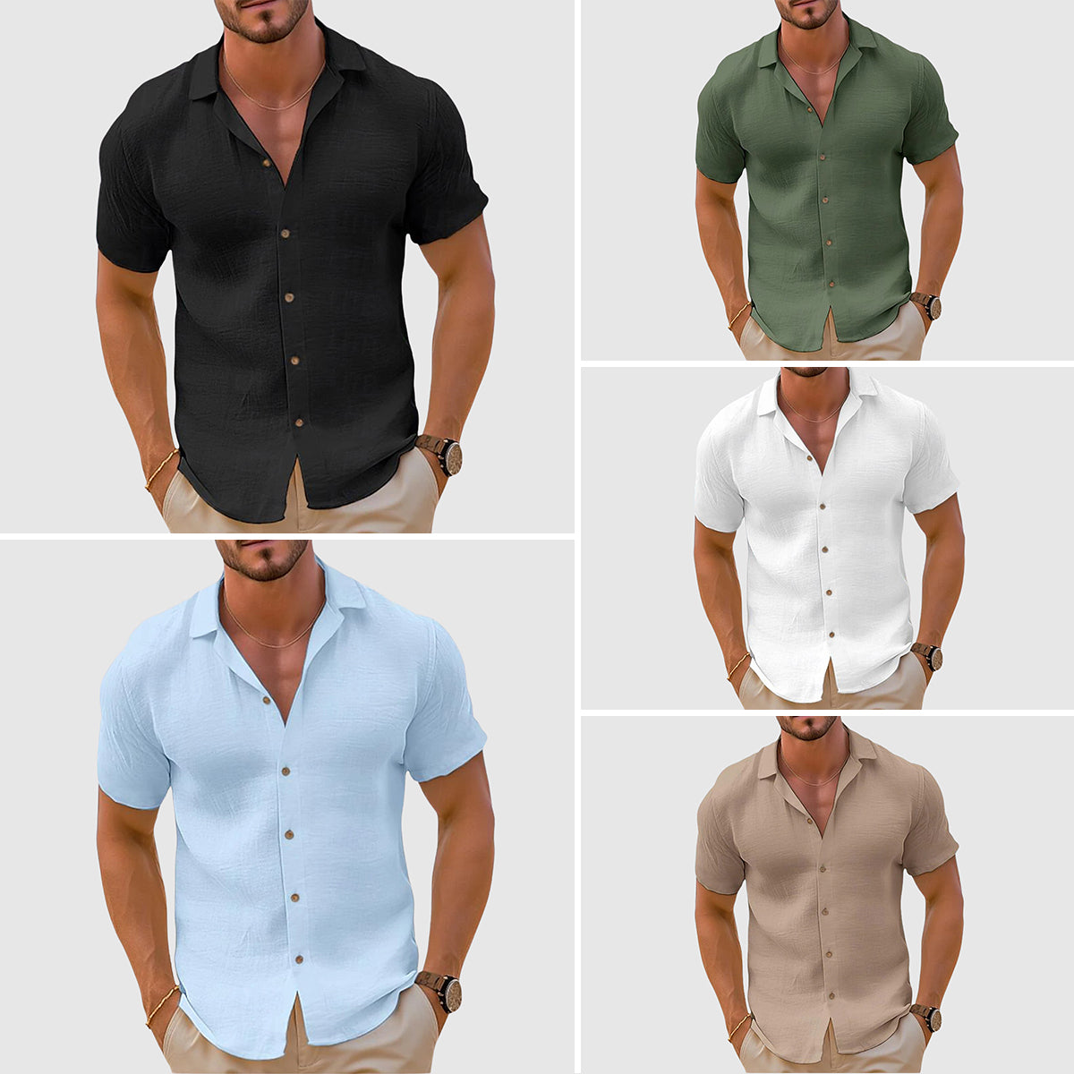 Chemise à col cubain pour homme