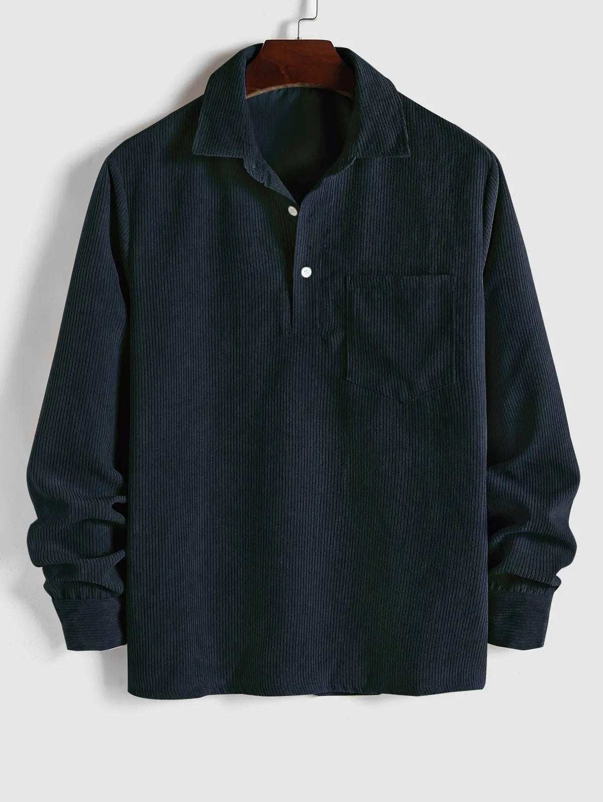 Chemise à col cubain pour homme - poche poitrine