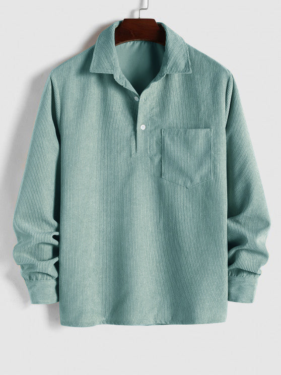 Chemise à col cubain pour homme - poche poitrine