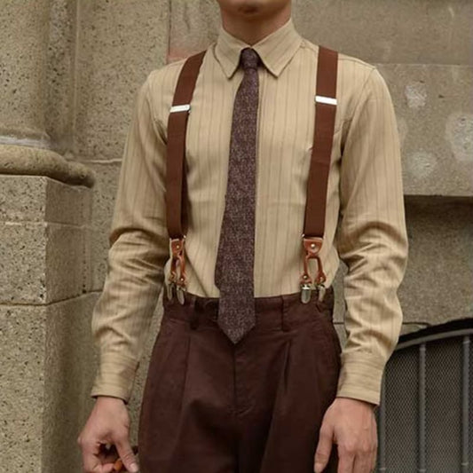 Chemise à rayures à manches longues pour homme