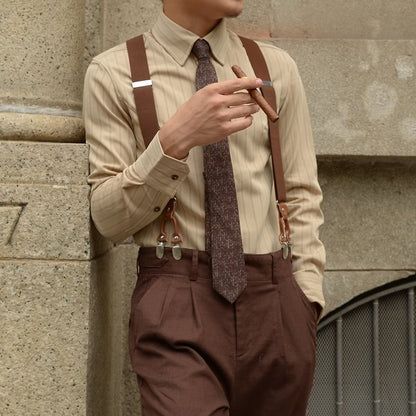 Chemise à rayures à manches longues pour homme