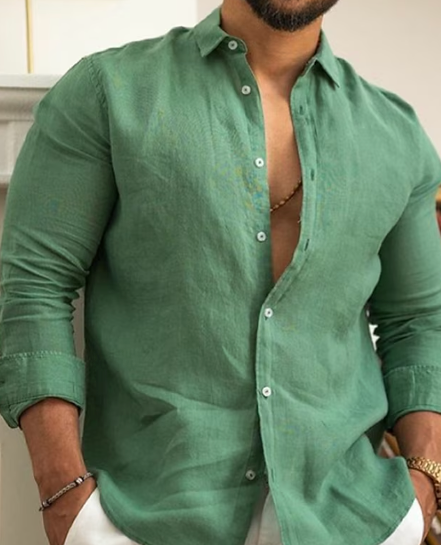 Chemise boutonnée à manches longues pour homme