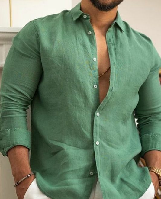 Chemise boutonnée à manches longues pour homme