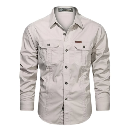 Chemise boutonnée à manches longues pour homme