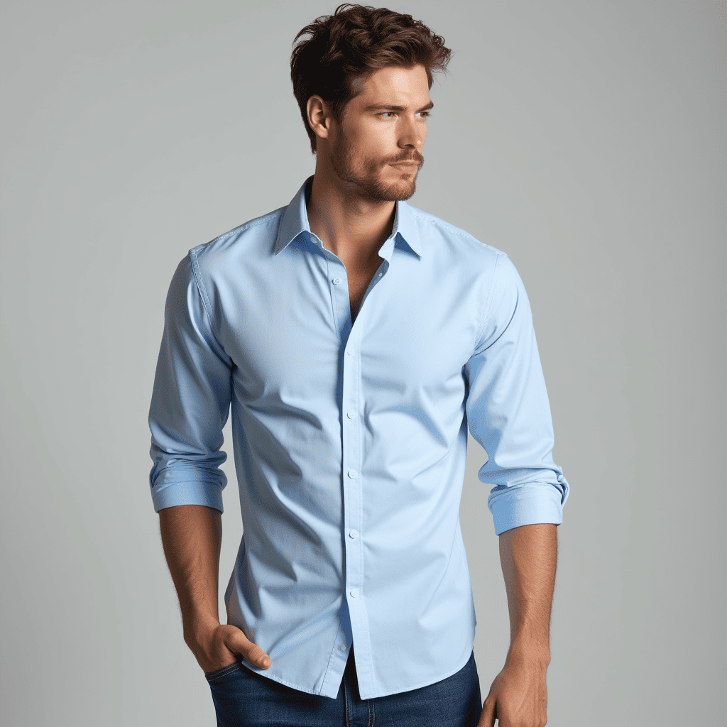 Chemise boutonnée à manches longues pour homme