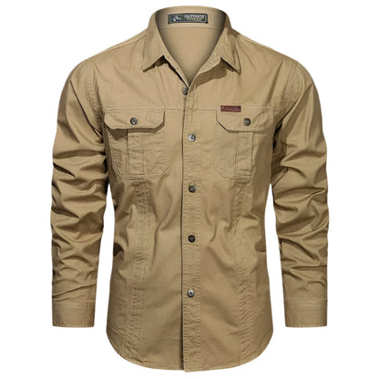 Chemise boutonnée à manches longues pour homme