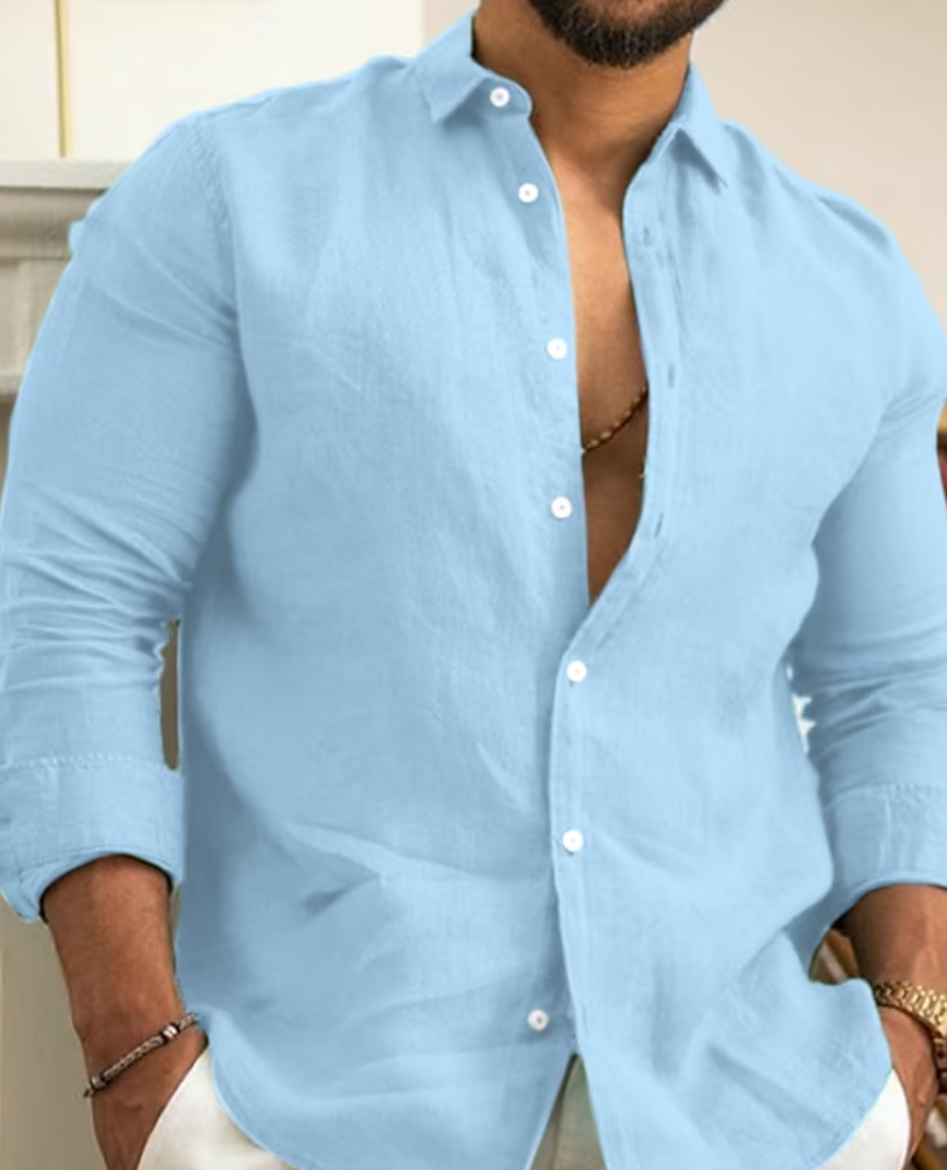 Chemise boutonnée à manches longues pour homme