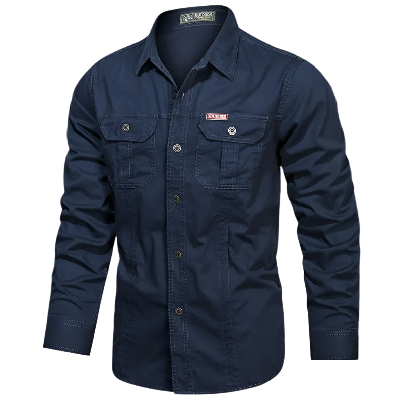 Chemise boutonnée à manches longues pour homme