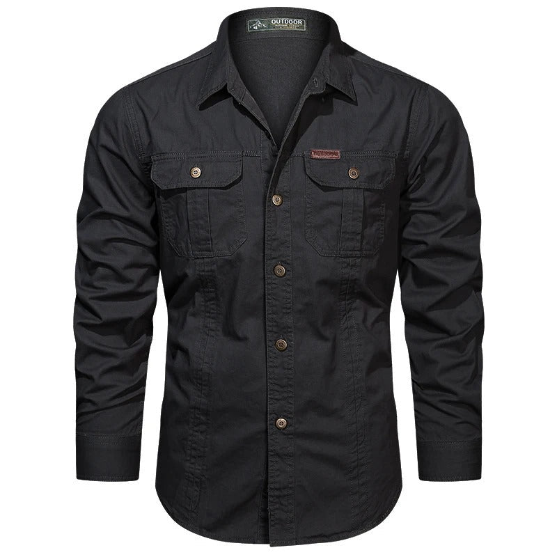 Chemise boutonnée à manches longues pour homme