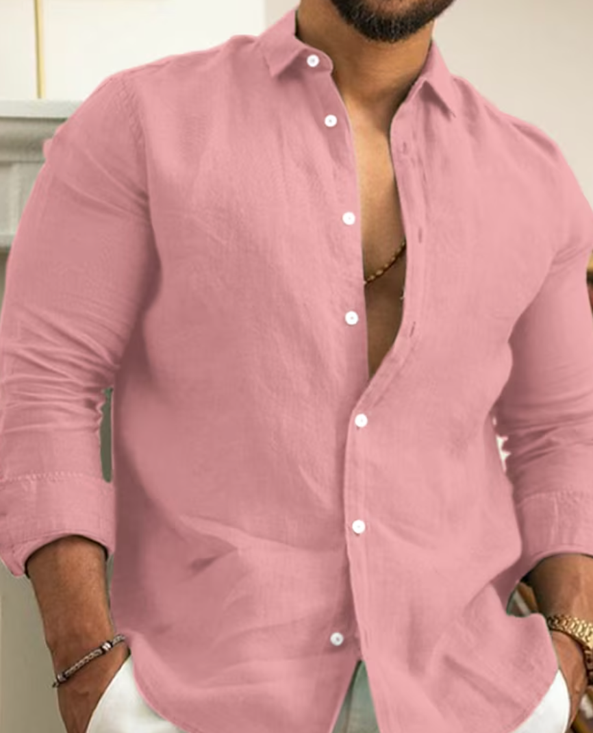 Chemise boutonnée à manches longues pour homme