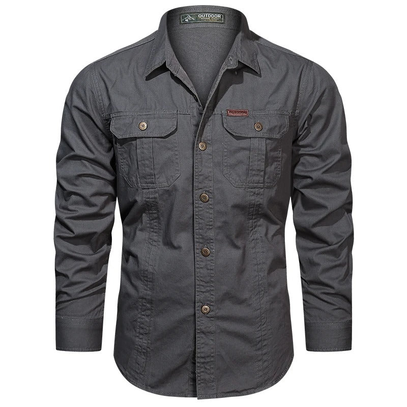 Chemise boutonnée à manches longues pour homme