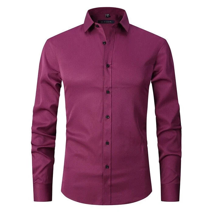 Chemise boutonnée élégante anti-froissage pour homme