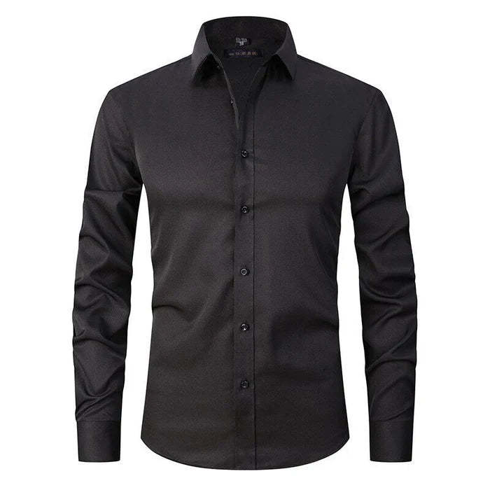 Chemise boutonnée élégante anti-froissage pour homme