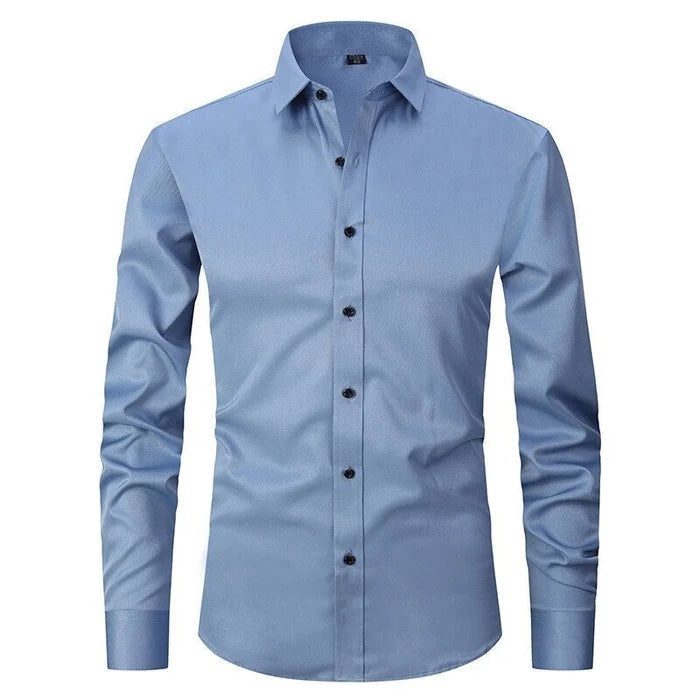 Chemise boutonnée élégante anti-froissage pour homme