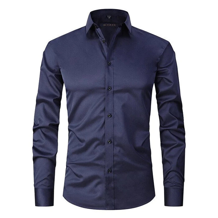 Chemise boutonnée élégante anti-froissage pour homme