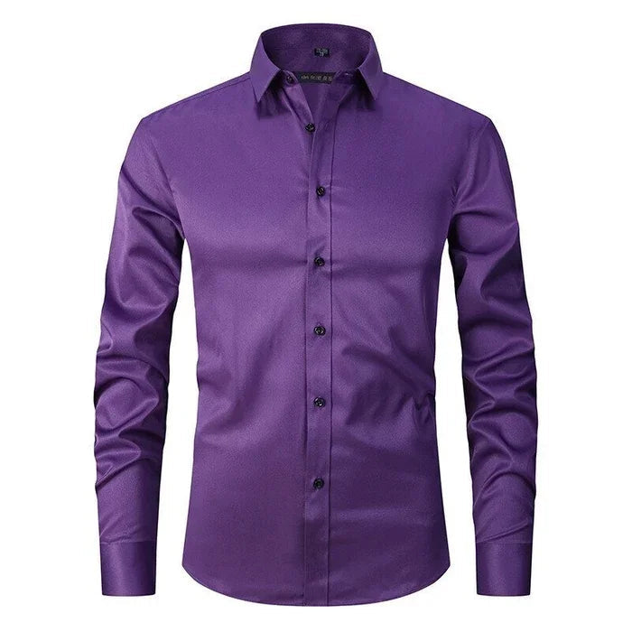 Chemise boutonnée élégante anti-froissage pour homme
