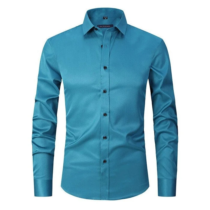 Chemise boutonnée élégante anti-froissage pour homme