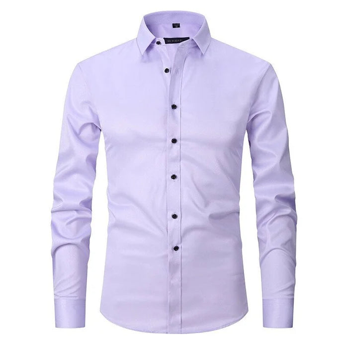 Chemise boutonnée élégante anti-froissage pour homme