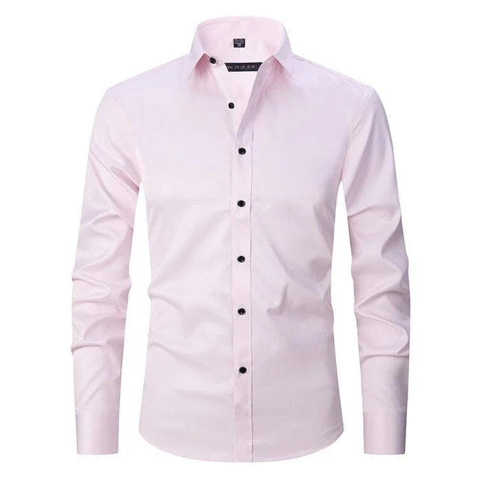 Chemise boutonnée élégante anti-froissage pour homme