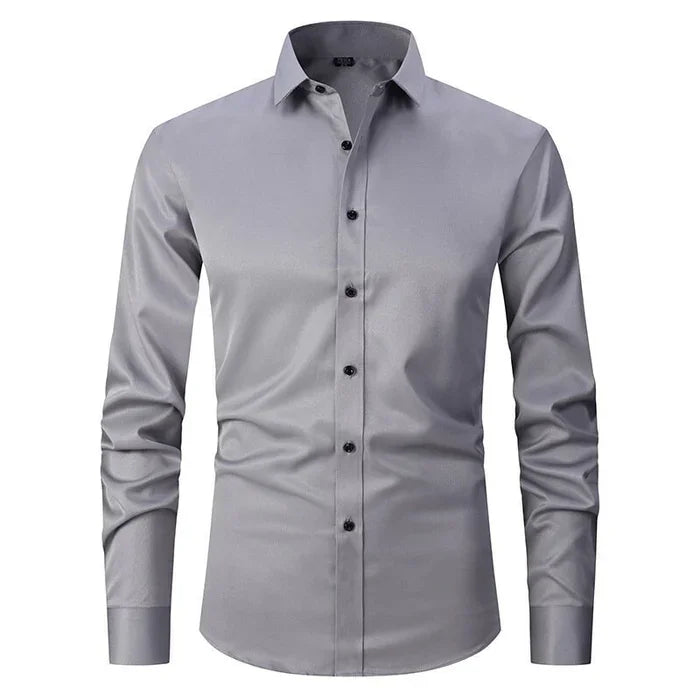 Chemise boutonnée élégante anti-froissage pour homme