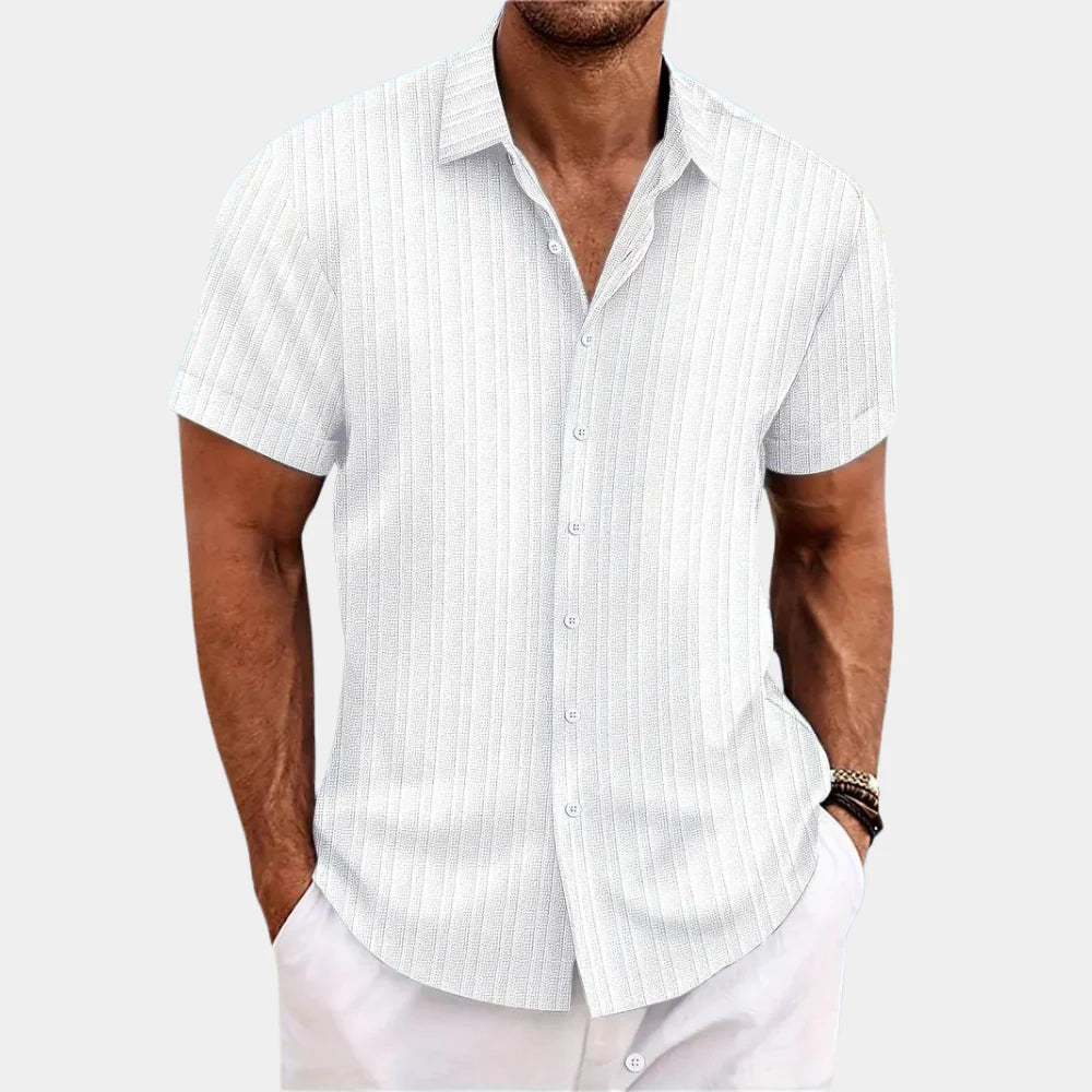 Chemise boutonnée texturée respirante pour homme