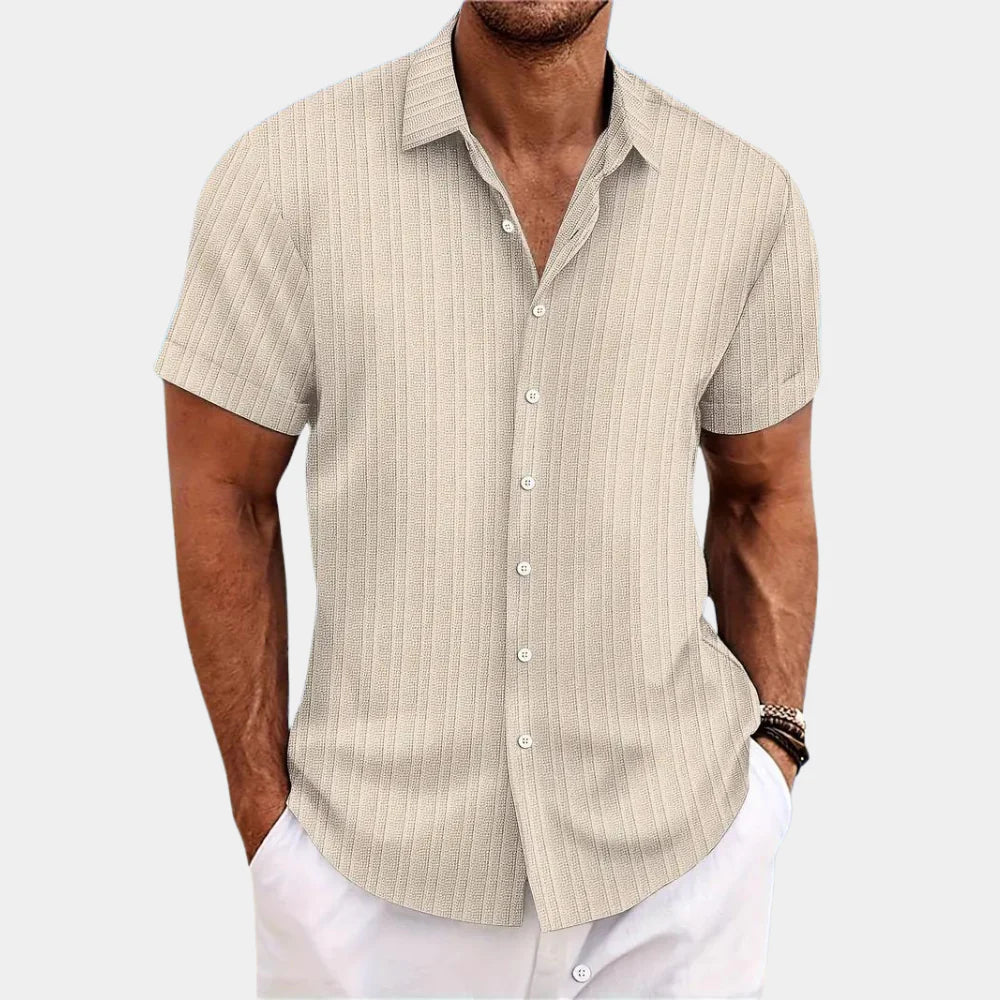 Chemise boutonnée texturée respirante pour homme