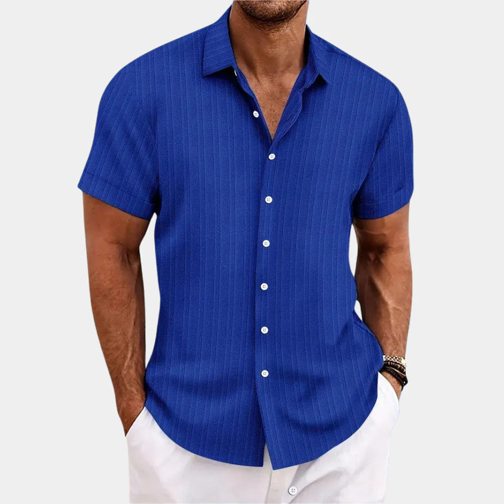 Chemise boutonnée texturée respirante pour homme