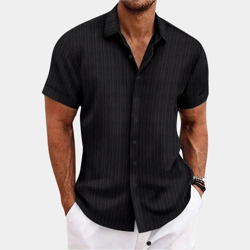 Chemise boutonnée texturée respirante pour homme