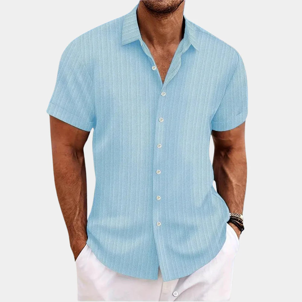 Chemise boutonnée texturée respirante pour homme