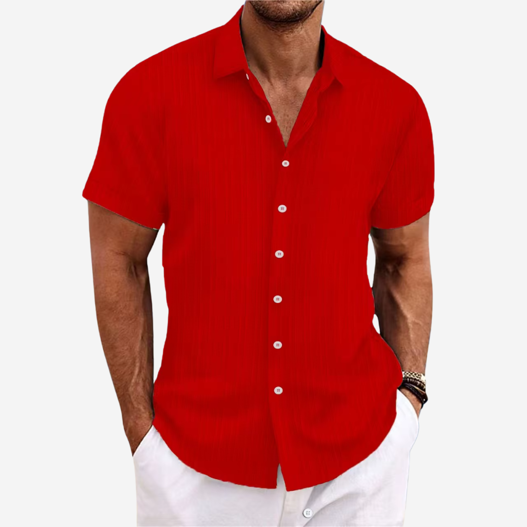 Chemise boutonnée texturée respirante pour homme