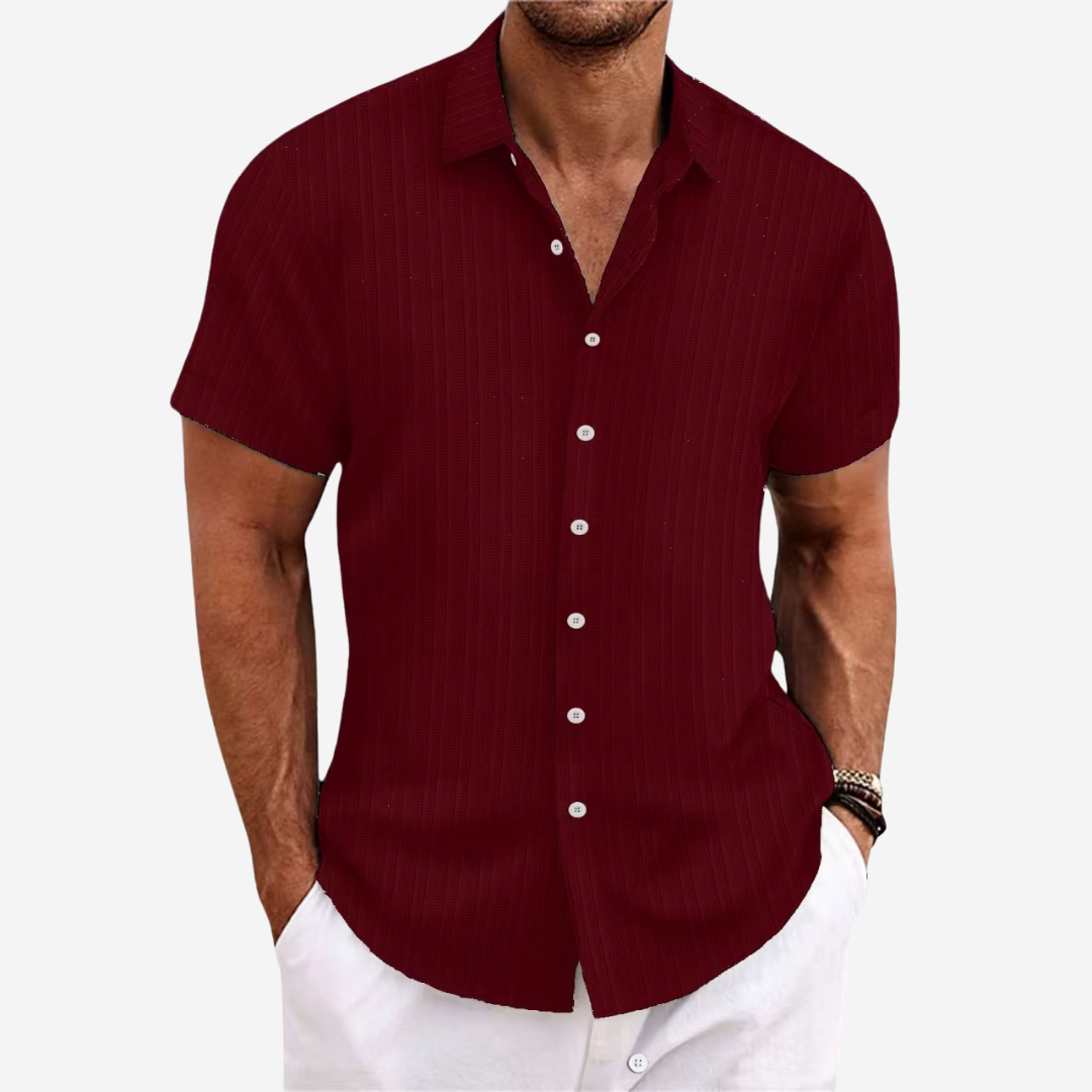 Chemise boutonnée texturée respirante pour homme