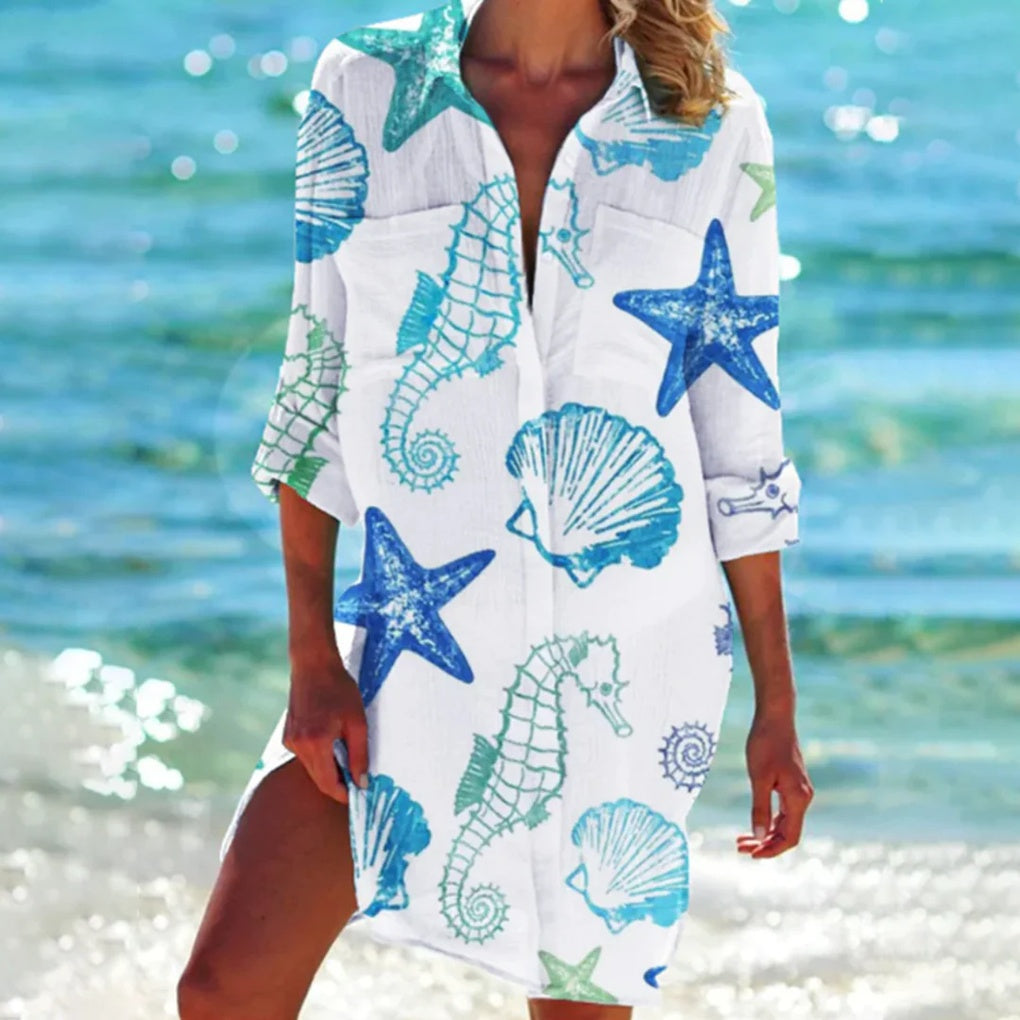 Chemise de plage pour femme à imprimé tie-dye