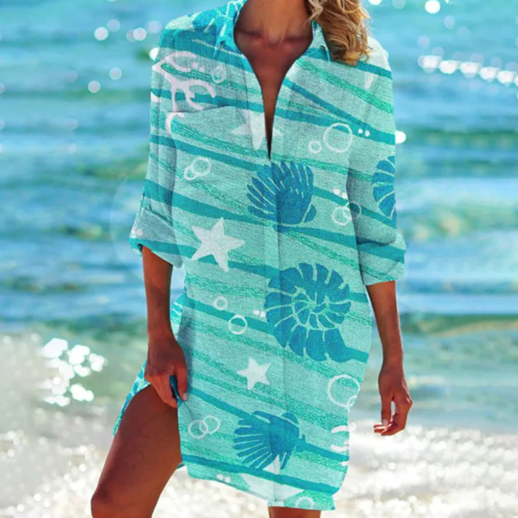 Chemise de plage pour femme à imprimé tie-dye