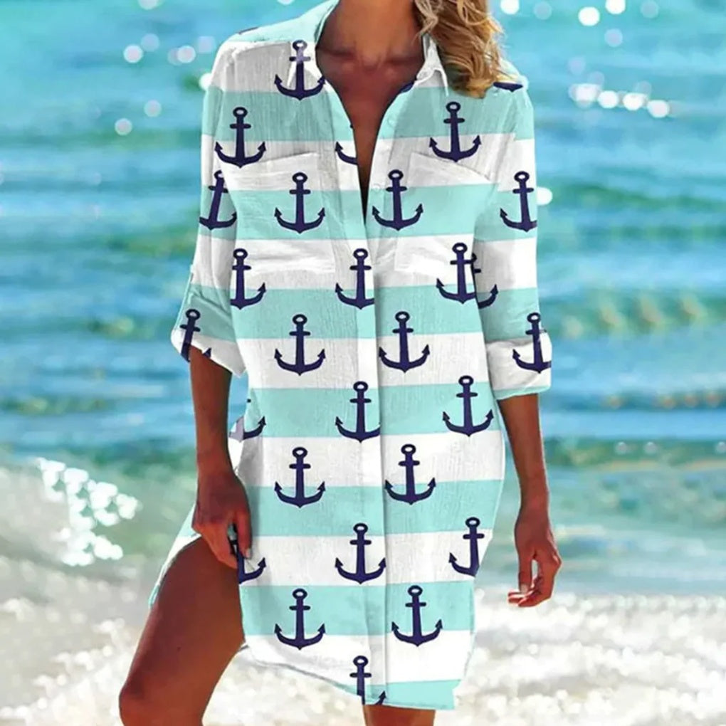 Chemise de plage pour femme à imprimé tie-dye