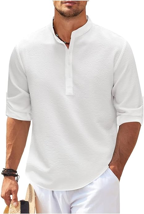 Chemise décontractée à col officier pour homme