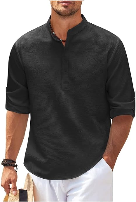 Chemise décontractée à col officier pour homme